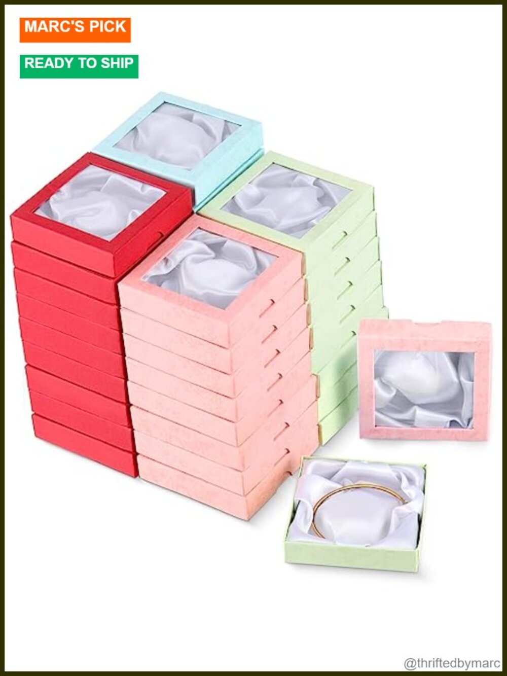 36 Pc Square Jewelry Gift Boxes with Clear Lids 3.5x3.5x0.8 Inch Cardboard